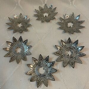 Vintage Christmas punched tin star shaped light reflector set of 6